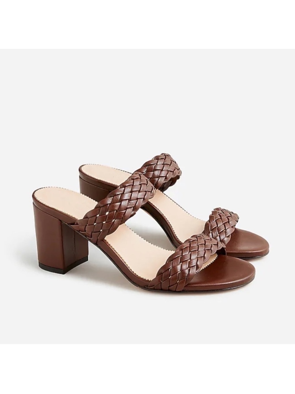 JCREW braided strap Italian leather brown block heels sandal $198 summer party